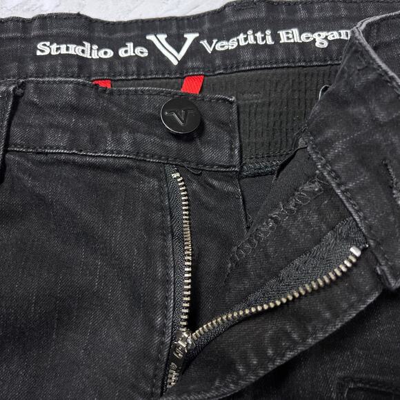 Studio de Vestiti Eleganti Moto Jeans SIZE 38 x 32 Black Denim RUNS SMALL - Picture 8 of 15